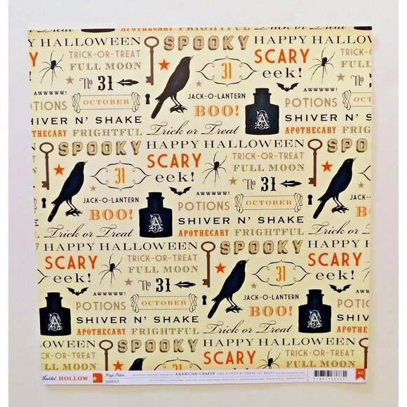 Halloween Journal Scrapbook Cardstock Pack 12x12 Spider Web Potions Bats 12 Pgs - Picture 5 of 13